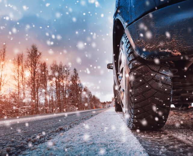 Car driving in the snow