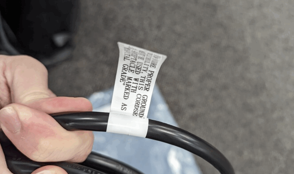 Example of a label on a power cord